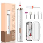 Nail Drill Electric Nail Files Professional Rechargeable Electric Nail Drill Machine with Ceramic Nail Bit for Beginners, Nail Drill Machine Set for Polish Nails, Manicure and Pedicure Tools (White)