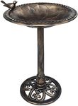 vidaXL Pedestal Bird Bath - Weatherproof Lightweight Plastic, Large Bowl with Bronze Finish for Garden/Courtyard Decor