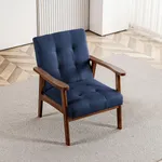 Linen Accent Chair, Mid Century Modern Chairs for Living Room, Upholstered Comfy Armchair Bedroom Side Arm Chair with Rubber Wood,105° Ergonomic, Comfort Cushion and Wide Sitting