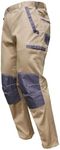 BIG BEE STREET Cargo Pants Stretch Cotton Work Pants Contrast Knee Pocket, Khaki Beige, 38