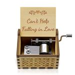 Wooden I Love You Music Box “Can’t Help Falling in Love”Engraved hand crank mini wood musical box Gift for Love one, Boyfriend, Girlfriend, Wife, Husband Valentine's Day wedding anniversary birthday