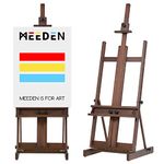 MEEDEN Art Painting Easel, Beech Wood Studio Easel 53" to 91"H, Holds Canvas Up to 78", Large Professional H-Frame Easel Stand with Storage Tray, Adjustable Floor Easel for Artists & Adults, Walnut