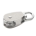 Pxyelec 304 Stainless Steel Single Pulley Block M32 Pulley Wheel Loading 250kg (Sliver)