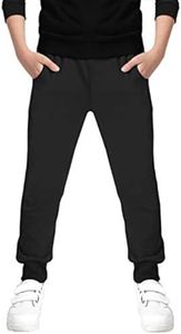 Boys' Winter Fleece Lined Thermal Cotton Jogger Pants Sweatpants for Kids Boys, Black, Age 7T-8T (7-8 Years) = Tag 140