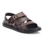 ID Men's Brown Leather Comfort-Fit Smart Casual Sandals