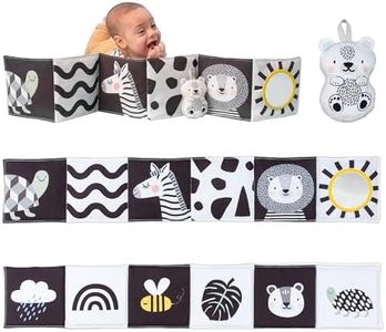 Taf Toys Newborn Soft Activity Book Black & White High Contrast Baby Book Infant Sensory Toys Tummy Time Soft Cloth Books for Babies Textured Fabric Crinkling Shapes Patterns 0-12 Months Newborn Toys