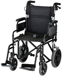 NOVA Medical Products NOVA Lightweight Transport Chair with Locking Hand Brakes, 2” Rear Wheels, Removable & Flip Up Arms for Easy Transfer, AntiTippers Included, Black, 1 Count