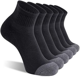 CS CELERSPORT 6 Pack Men's Ankle Socks with Cushion Athletic Running Socks, Black, Shoe Size: 9-12