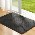 AmzGod Indoor Door Mat - 32 x 48 Inches Non-Slip Front Door Mat Absorbent Resist Dirt Outdoor Indoor Entrance Doormat - Washable Low Profile Entry Rug Welcome Mat - Charcoal Gray