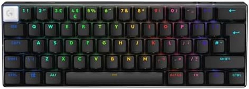 Logitech G PRO X 60 LIGHTSPEED Wireless Gaming Keyboard, Ultra Compact TKL 60% Mechanical Keyboard, LIGHTSYNC RGB, Dual-Shot PBT Keycaps, GX Optical Tactile Switches, Windows PC, UK English - Black