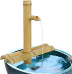 foci cozi,Bamboo Water Fountain Without Pump,Water Fountain Outdoor Indoor,Zen Garden Decor for Desk Patio Yard,12 Inch