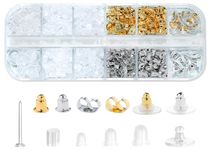 12 Styles -600 Pcs Earring Backs for Earring Making kit, Clear Plastic Earrings Metal Rubber Silicone Earring Backs Bullet Clutch Stoppers Replacement Kits for Fish Hook Earring Studs Hoops