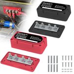 Heavy Duty Bus Bar 300A 12V Power Distribution Block with 5/16" (M8) 4-Posts Terminals Block with Cover for Automotive, Marine, Battery System (Black & Red)