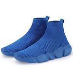 Shoful Kids Trainers Boys Tennis Shoes Girls Running Shoes Breathable Lightweight Fashion Sneakers Knit Athletic Walking Shoes Blue UK Size 4