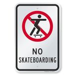 SmartSign Aluminum Sign, Legend "No Skateboarding" with Graphic, 18" High X 12" Wide, Black/Red on White