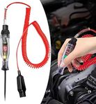 Hawyet 1 PC 6V/12V/24V Auto Bidirectional Voltage Tester, Car Test Light Digital LED Circuit Tester with Extended Spring Wire, DC Inductive Test Pen (Red #Clip)