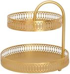 Lvpradior 2 Tiers Cake Stand, Gold Afternoon Tea Stands, Round Cupcake Display Stand, Fruit Dessert Party Server Plates Stands, Serving Platters for Parties, Christmas Cake Stand(Stripe)