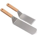 Metal Spatula Set - Griddle Spatula - Teppanyaki spatulas - Griddle Scraper and Pancake Flipper or Hamburger Turner - Stainless Steel Utensil Great for BBQ Grill Flat Top - Commercial Grade