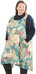 APRONNER Big Plus Size Aprons for Women with Pockets Cotton Linen Baking Kitchen Cooking, Wealth Flower