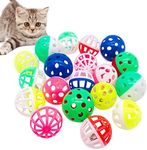 PET SHOW 20Pcs Cat Toy Balls with Bell Inside 1.57" 1.4" Plastic Kitten Chase Toys Jingle Bell Ball for Cat Indoor Training