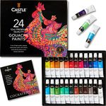 Castle Art Supplies Gouache Paints Set | 24 x 12ml Brilliant, Opaque, Water-Based Colours | Versatile, Easy to Use for Adult Artists, Beginners, Professionals | In Strong, Neat Presentation Box