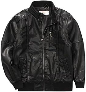 LJYH Boys Classic Stand Collar Faux Leather Moto Biker Jackets Kids Black Bomber Rider Coats 4/5yrs 110cm