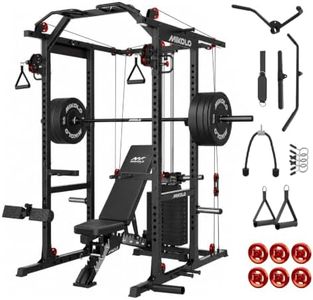 Mikolo K6 2.0 Power Cage with Weight Stack, 2000LB Heavy Duty Power Rack & Cable Crossover Machine, Multi-Functional Trainer Home Gym with LAT Pulldown & Aluminum Pulleys, Black 230BP