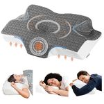 Elviros Cervical Contour Memory Foam Pillow for Neck Pain Shoulder Pain, Orthopedic Ergonomic Neck Pillow with Arms Rest for Side/Back/Stomach Sleepers with Removable Cover (Dark Grey)