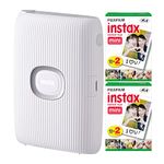 Fujifilm Instax Mini Link 2 Instant Smartphone Printer (Clay White) and Fujifilm Instax Mini Twin Film Pack (40 Exposures) Bundle