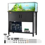 VEVOR Aquarium Stand, 40 Gallon Fish Tank Stand, 36.6 x 18.9 x 31.5 in Steel and MDF Turtle Tank Stand, 335 lbs Load Capacity, Reptile Tank Stand with Storage Cabinet and Embedded Power Panel, Black