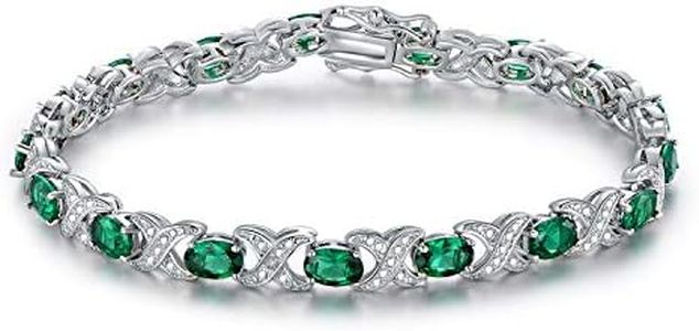 Barzel White Gold Plated Created-Emerald Tennis Bracelet (Rhodium-Plated-Brass, Created Emerald)