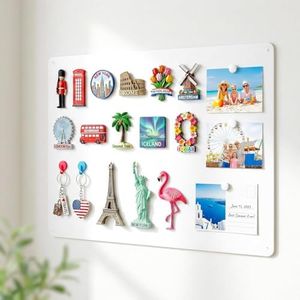 LYZZXI Magnetic Board for Wall 15.7" x 23.6": Large White Display Board for Travel Magnet Collection & Souvenir Decoration | Heavy Duty Metal Panel for Playroom & Kitchen Organization