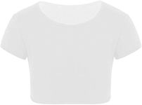 MIZAF® Kids Girls Neon Plain Short Sleeve Crop Tops Summer T-Shirt Tee Top Dance Wear Gymnastic Fancy Dress (White, 11-12 Years)