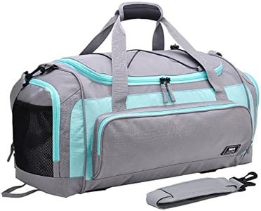 MIER Large Duffel Bag Men's Gym Bag with Shoe Compartment (Grey/Green)