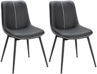 VASAGLE Leather Dining Chairs Set of 2, Comfortable Upholstered Seat Dining Room Chairs with Swivel Leveling Feet, Curved Backrest Kitchen Chair for Living, Restaurant, Easy Assemble, Ink Black