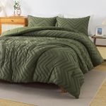 Andency Olive Green Twin/Twin XL Comforter Set, Twin Bed Comforter for College Dorm Girls Boys Kids Boho Soft Warm Cute Comforter, 2 Pieces Aesthetic Chevron Bohemian Bedding Set