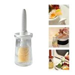 Uteynee Oil Dispenser with Brush - Glass Olive Oil Dispenser for Kitchen, 3 IN 1 Oil Dispenser Bottle with Silicone Basting Brush for Cooking Vinegar Sauce BBQ Grill Frying (White)