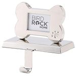 BIRDROCK HOME Dog Bone Photo Frame Stocking Holder for Mantle - Pet Christmas Decorations - Holiday Greetings - Fireplace Topper with Picture - Decorative Metal Hanger for Stockings - Home Décor