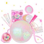 Anpro Kids Makeup Kit for Girl - Kid-Safe Washable Make Up with Sequin Crossbody Bag, Non-Toxic Child Play Real Makeup Set, Princess Toys Gift for Girls