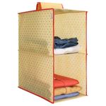 PrettyKrafts 2-Shelf Hanger Closet Hanging Shelves - Clothes Organizer and Storage for Sweater Jeans Shirt - Dorm Wardrobe Nursery Rv Room - Kids Closet Hanging Accessories | Easy Mount|Dots Yellow