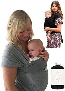 DaisyGro Certified Organic Baby Wrap Carrier, GOTS Organic, Small/Medium or Plus Size, Black or Grey, CPSC Safety Tested