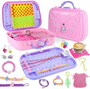MOAURCHI 6-in-1 DIY Friendship Bracelet Making Kit,Weaving Loom Kit Toys, 400+ Pcs Craft Kits for Kids, that can be Used to Make Bracelet, potholder, Pendants, Bags, Hats and Scarves