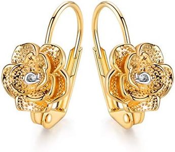 Barzel 18k Gold Plated Flower Leverback Earring