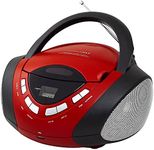 HANNLOMAX HX-320CD CD/MP3 Boombox, AM/FM Radio, USB Port for MP3 Playback, Aux-in, LCD Display, AC/DC Dual Power Source (Red/Black)