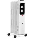 GOFLAME 1500W Oil Filled Radiator Heater, Electric Space Heater with 3 Heating Modes, Adjustable Thermostat, Tip-Over & Overheat Protection, Powerful Oil Heater for Home and Office (White)