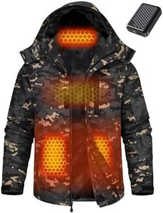 Men Heated Puffer Jacket Winter Coat Battery Pack Included Glove Vest Army Apparel Tactical Gear Military Accessories Mittens Glives Hunt Essential Camo Camouflage Lawn Chair Gift Camping Stuff Camo