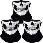 ZKSM 3 PCS Skull Mask Breathable Skull Face Masks Black Seamless Skull Balaclava Mask for Motorcycle Bike Hiking Ski Halloween