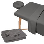 XQZMD 3 Piece Microfiber Massage Table Sheet Set, Flat Massage Table Cover, Includes Massage Table Covers, Fitted Sheets, Face Cradle Covers, for Beauty Salon Spa (Dark grey)