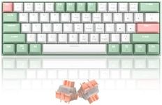 MageGee 60% Mechanical Gaming Keyboard, RGB LED Backlit Portable 60 Percent Wired Keyboard with Linear Orange Switches, for Windows Mac PC Laptop(Green White)