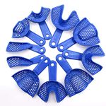 10Pcs Blue Autoclavable Perforated Impression Trays Set Disposable Plastic Small Medium Large Dental Impression Trays